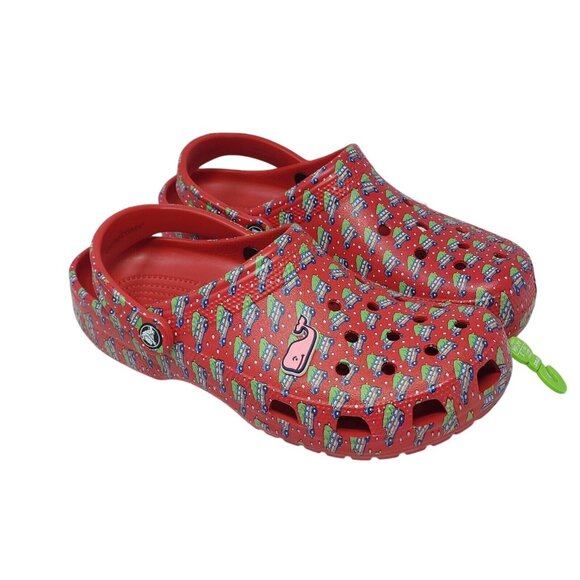 Crocs Classic Clogs Men Size 13 Slip On Holiday Vineyard Vines Christmas Trees - Picture 1 of 12